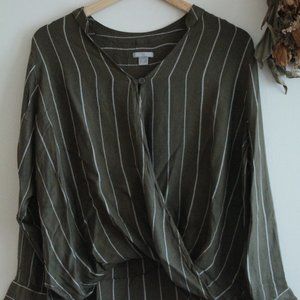 Olive Green Striped Top